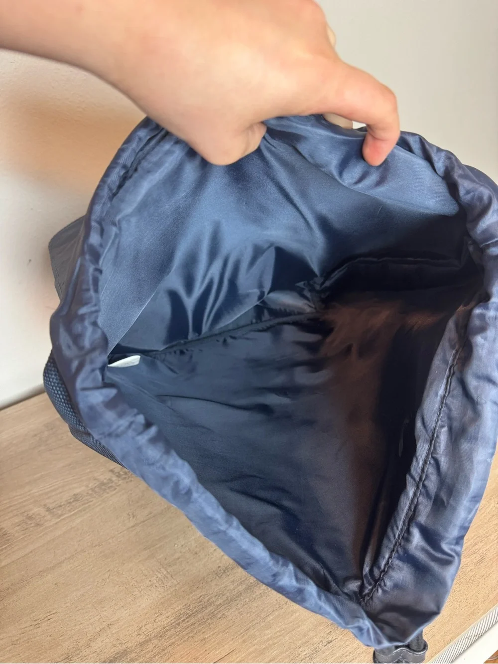 Jimmy Choo Parfums Navy Blue & Black Drawstring Backpack